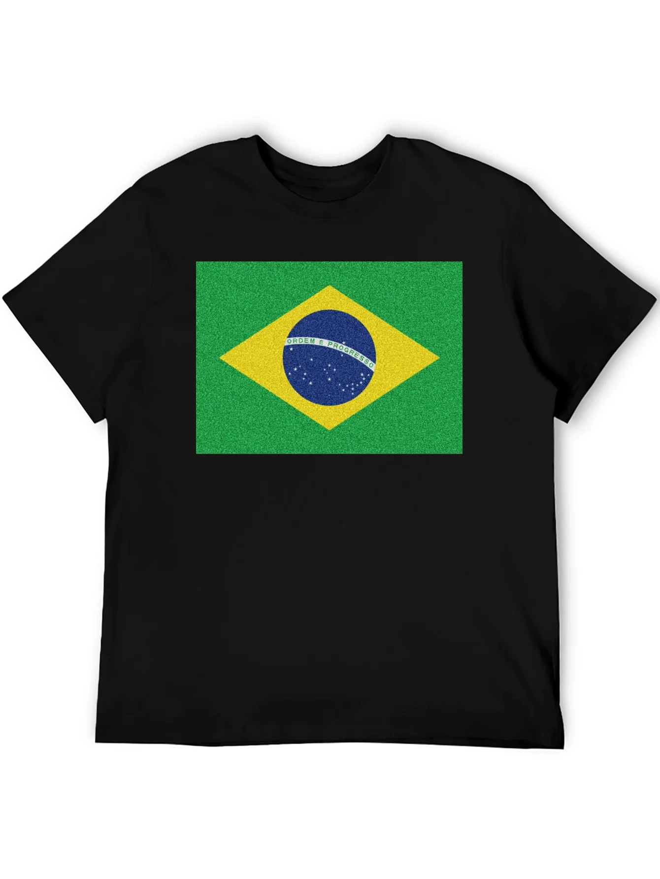 Brazil Flag Graphic Tee - Black Cotton T-Shirt