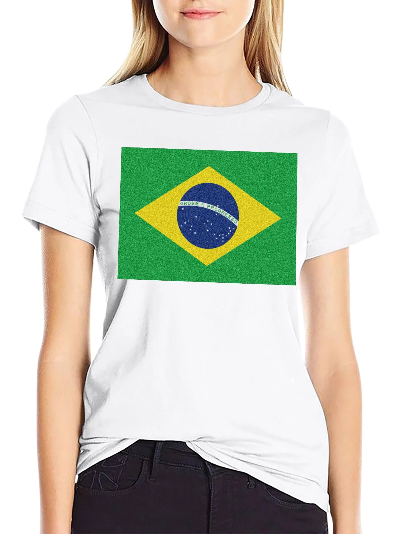 Brazil Flag Graphic Tee - Black Cotton T-Shirt