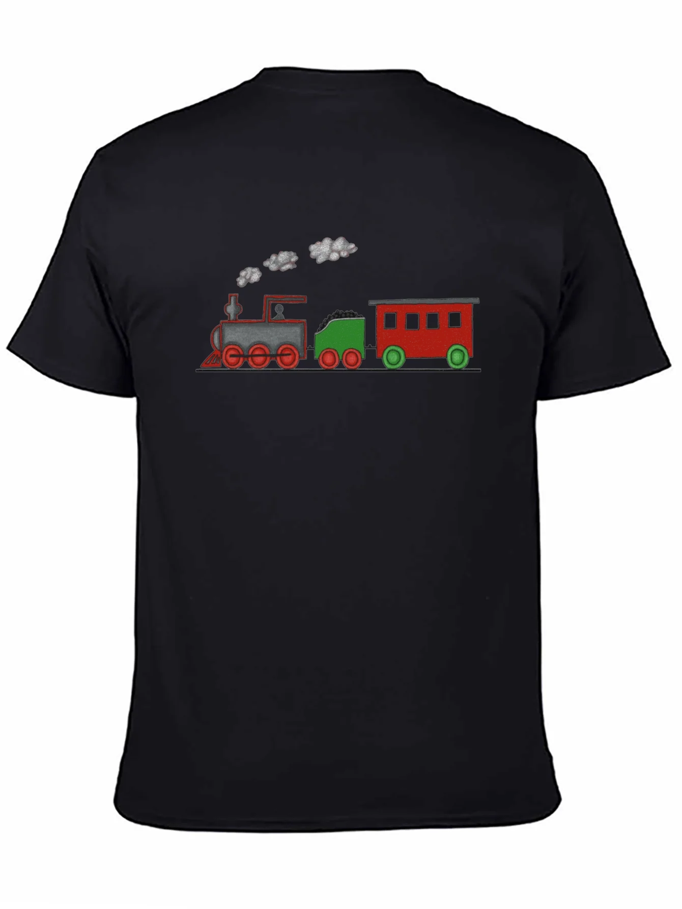 Train Graphic Tee - Black Cotton Blend T-Shirt
