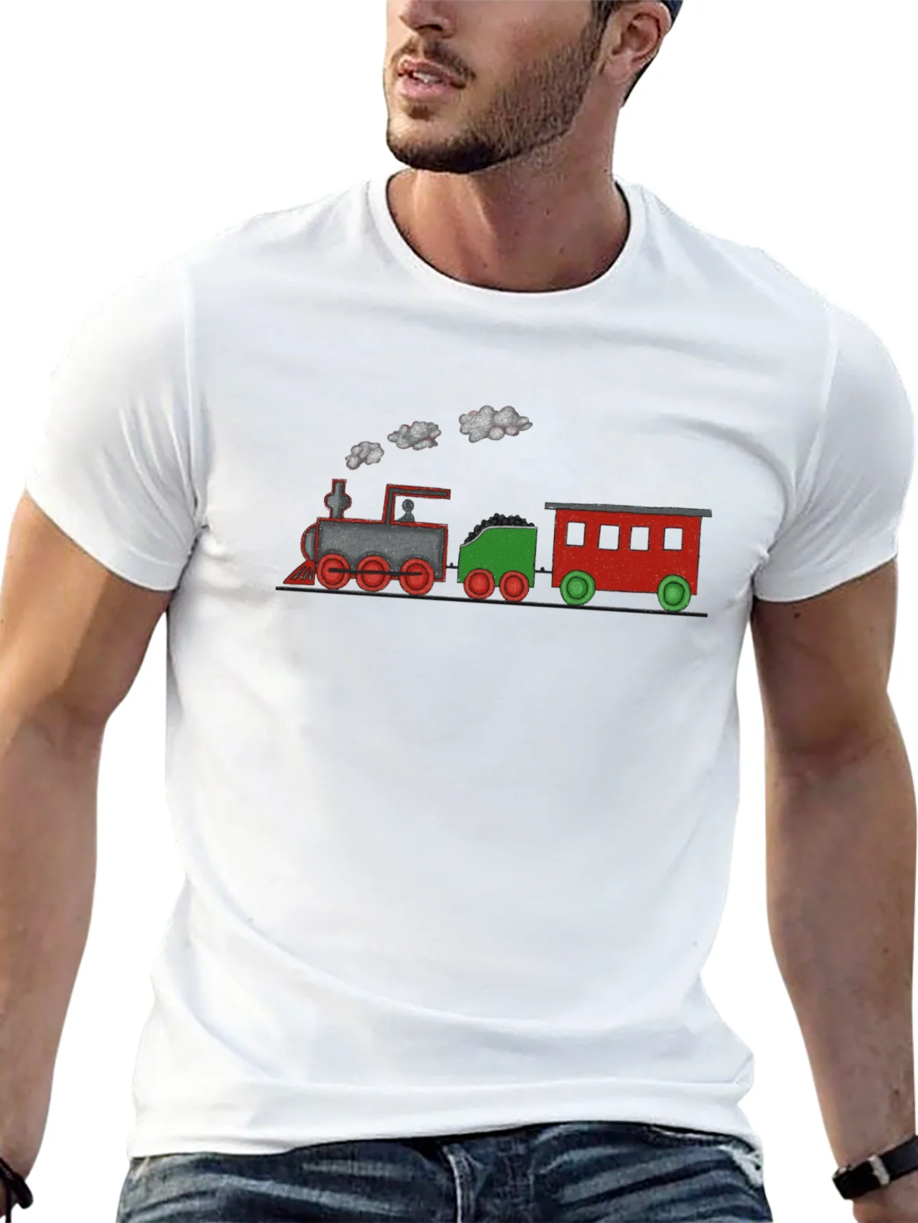 Train Graphic Tee - Black Cotton Blend T-Shirt