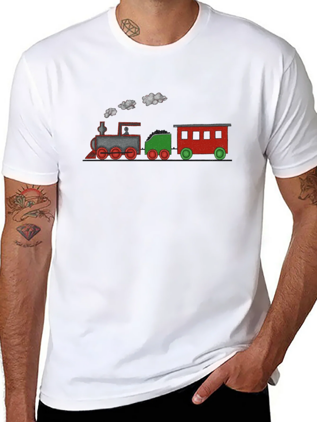 Train Graphic Tee - Black Cotton Blend T-Shirt