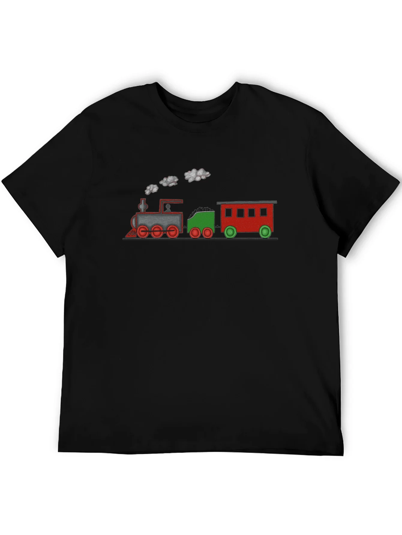 Train Graphic Tee - Black Cotton Blend T-Shirt