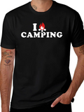 I Love Camping Graphic Tee - Black Cotton T-Shirt