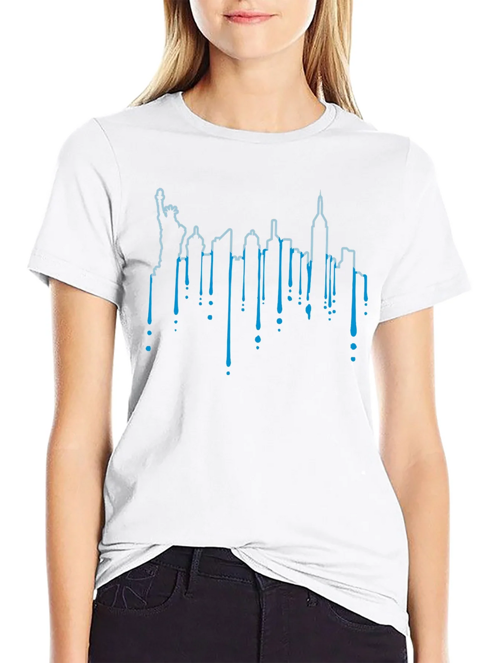NYC Skyline Drip Graphic Tee - Black