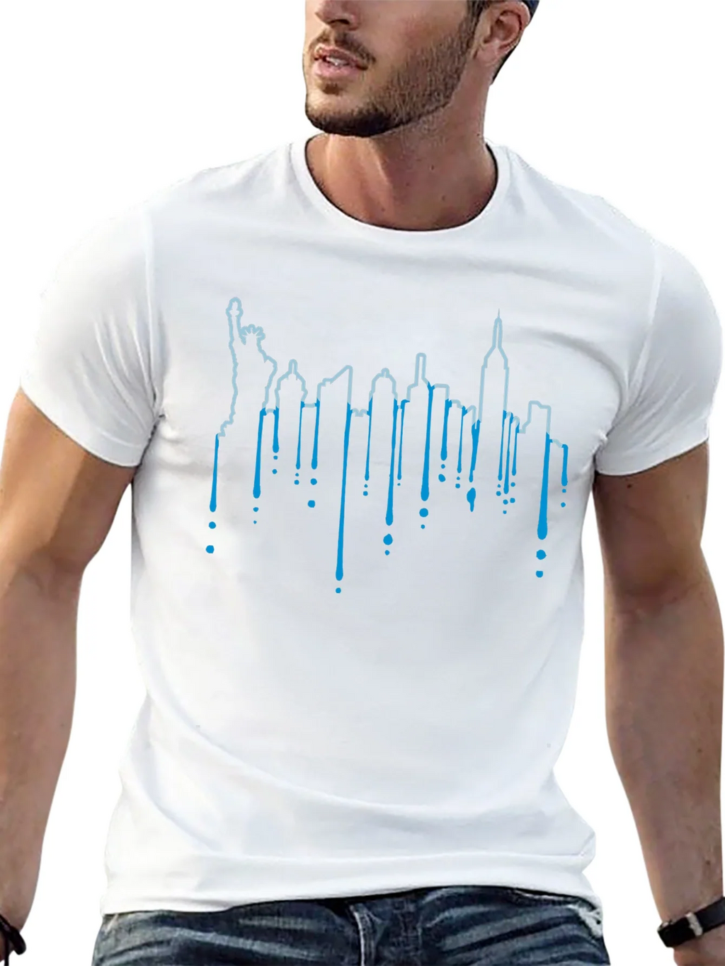 NYC Skyline Drip Graphic Tee - Black