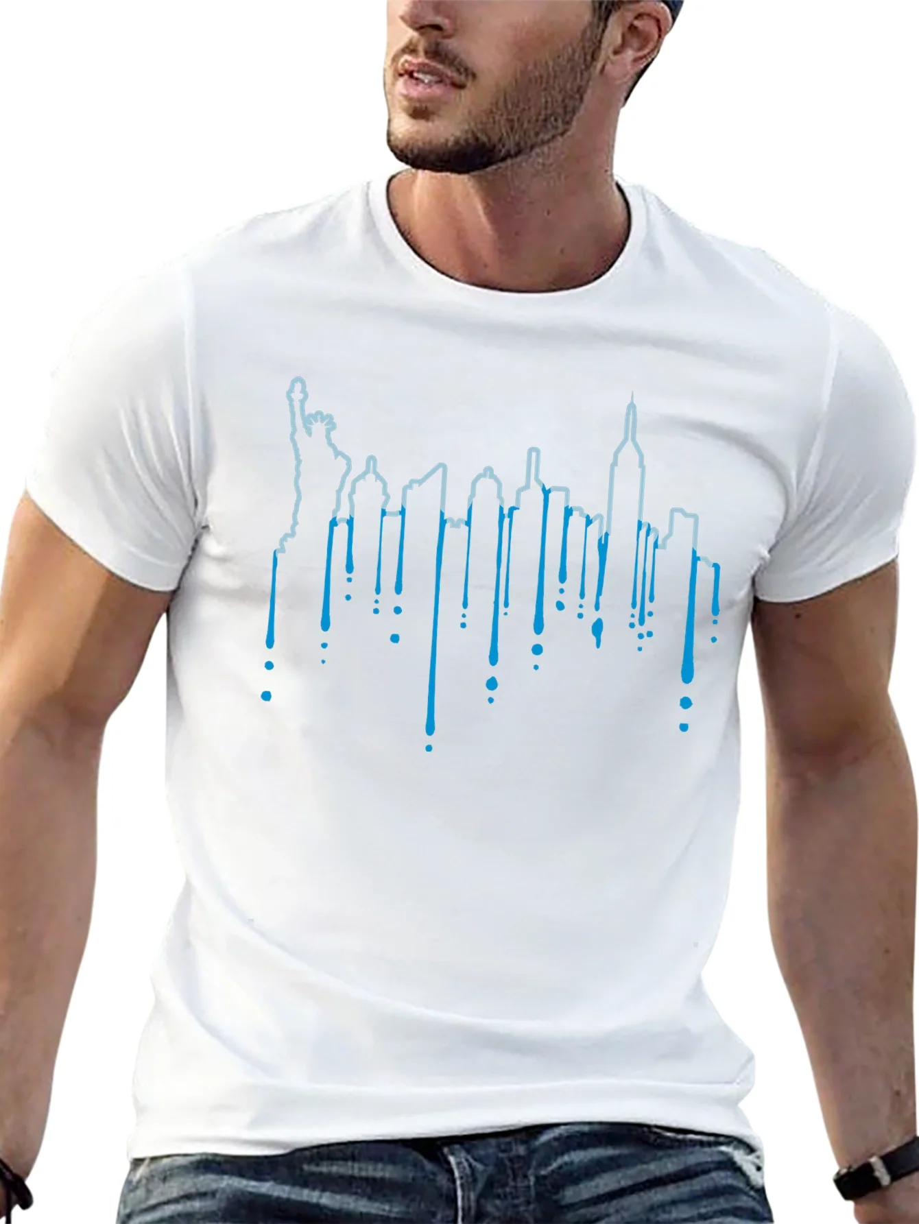 NYC Skyline Drip Graphic Tee - Black