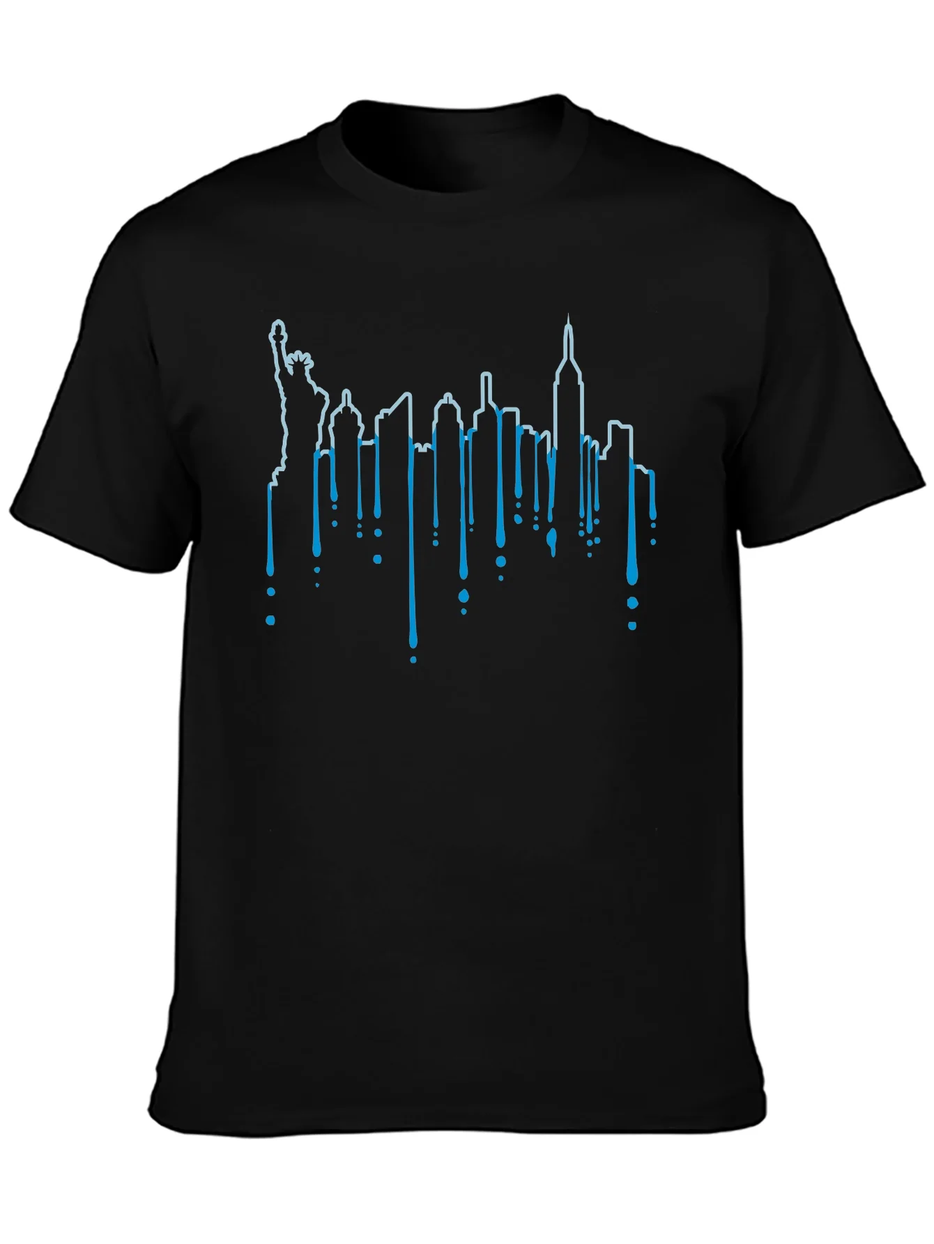NYC Skyline Drip Graphic Tee - Black