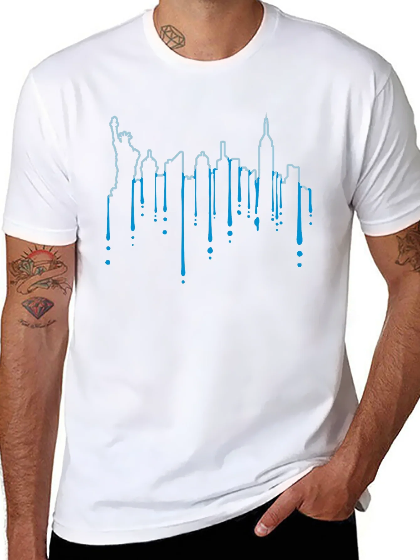NYC Skyline Drip Graphic Tee - Black
