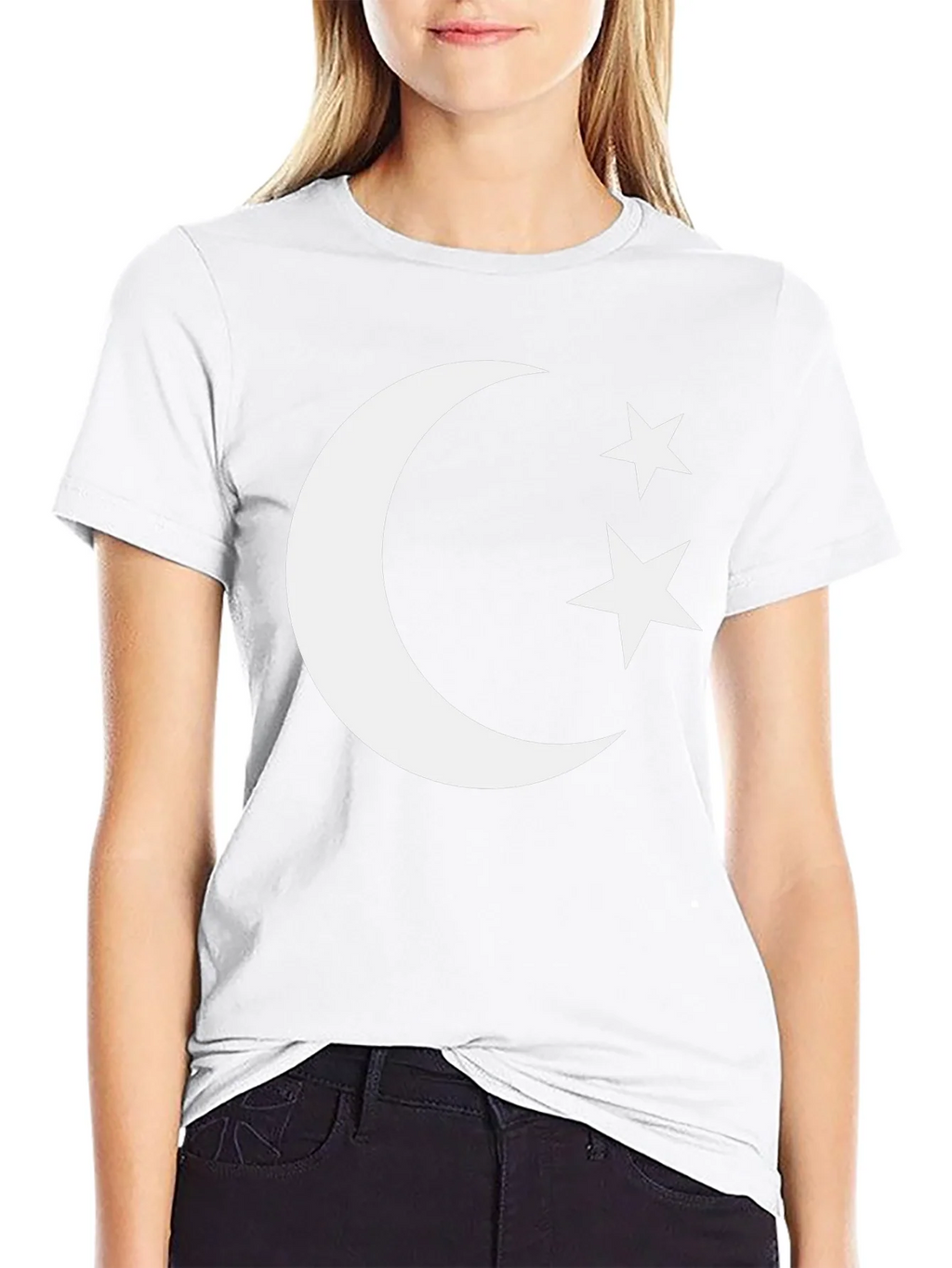 Crescent Moon & Stars Graphic Tee - Black