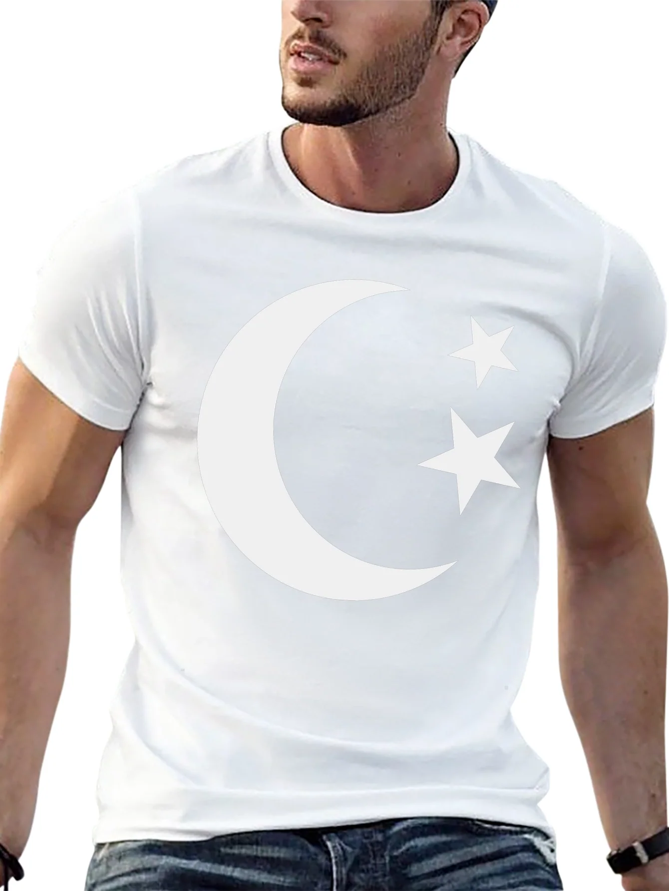 Crescent Moon & Stars Graphic Tee - Black