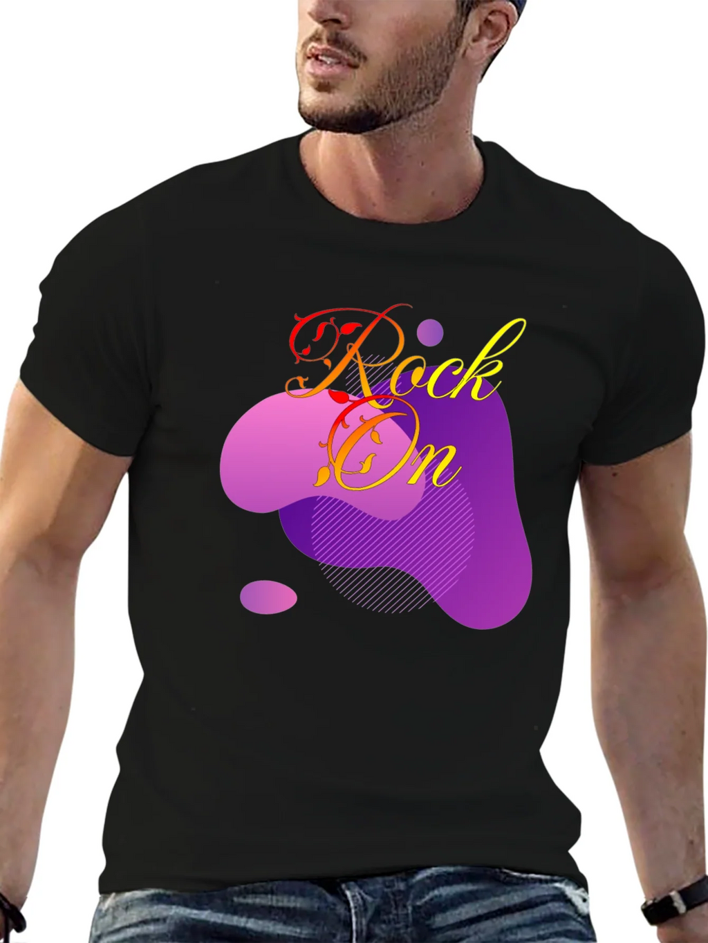 Rock On Graphic T-Shirt - Black Cotton Tee