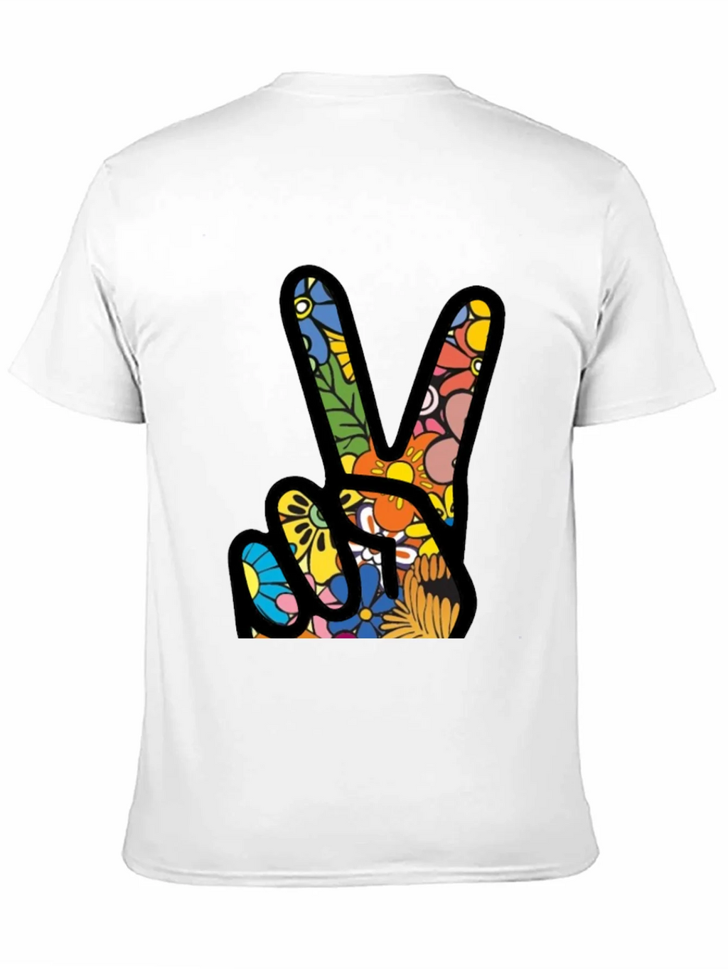 Peace Sign Floral Pattern T-Shirt