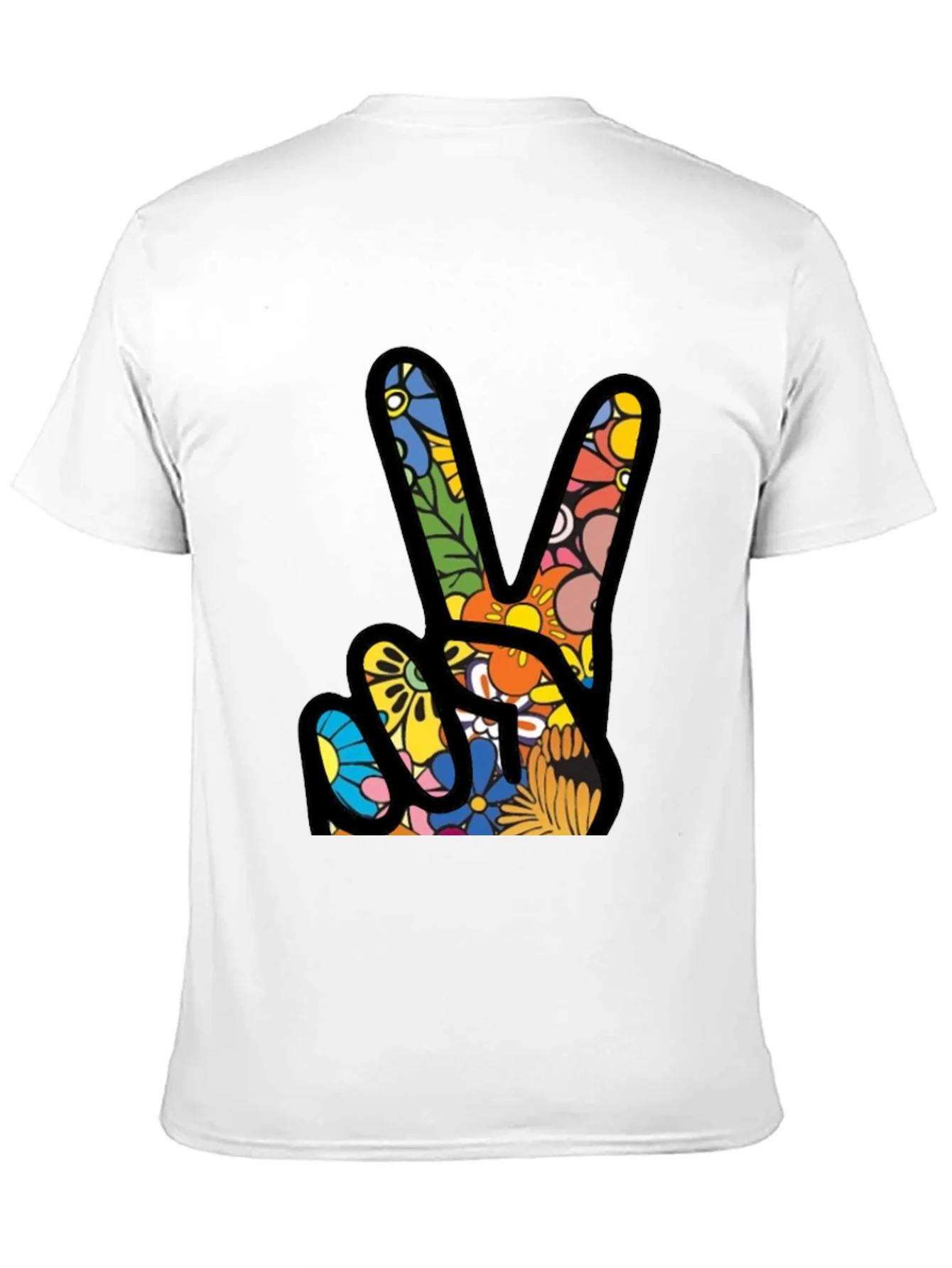 Peace Sign Floral Pattern T-Shirt