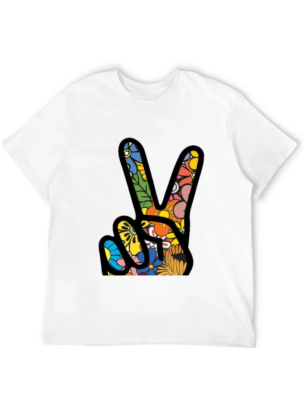 Peace Sign Floral Pattern T-Shirt