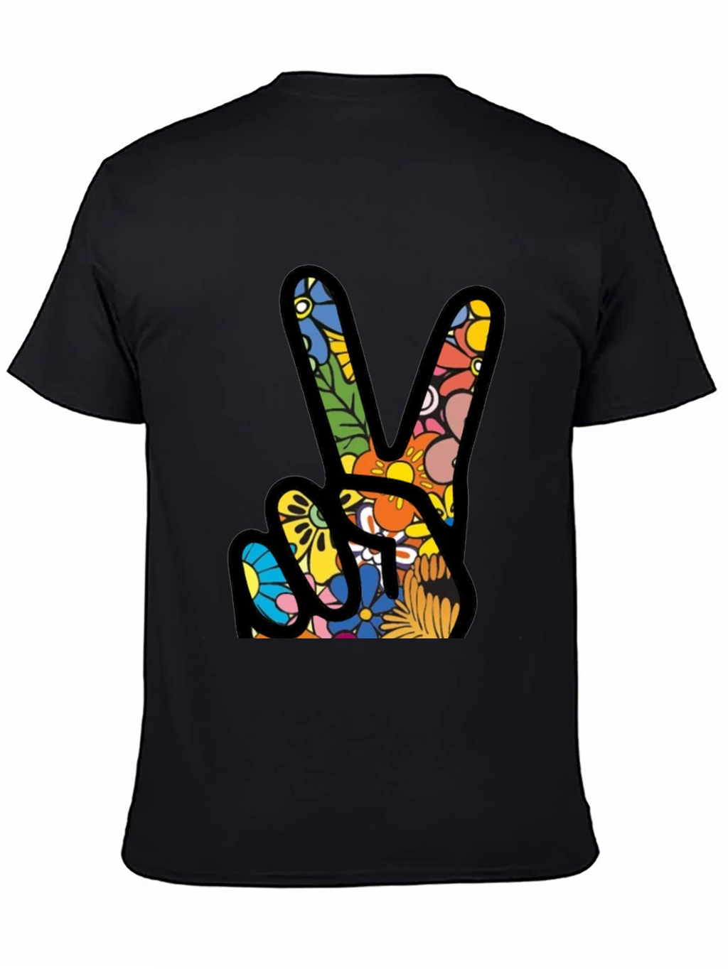 Peace Sign Floral Pattern T-Shirt