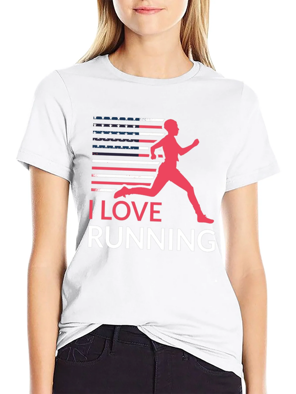 I Love Running USA Flag Graphic Tee