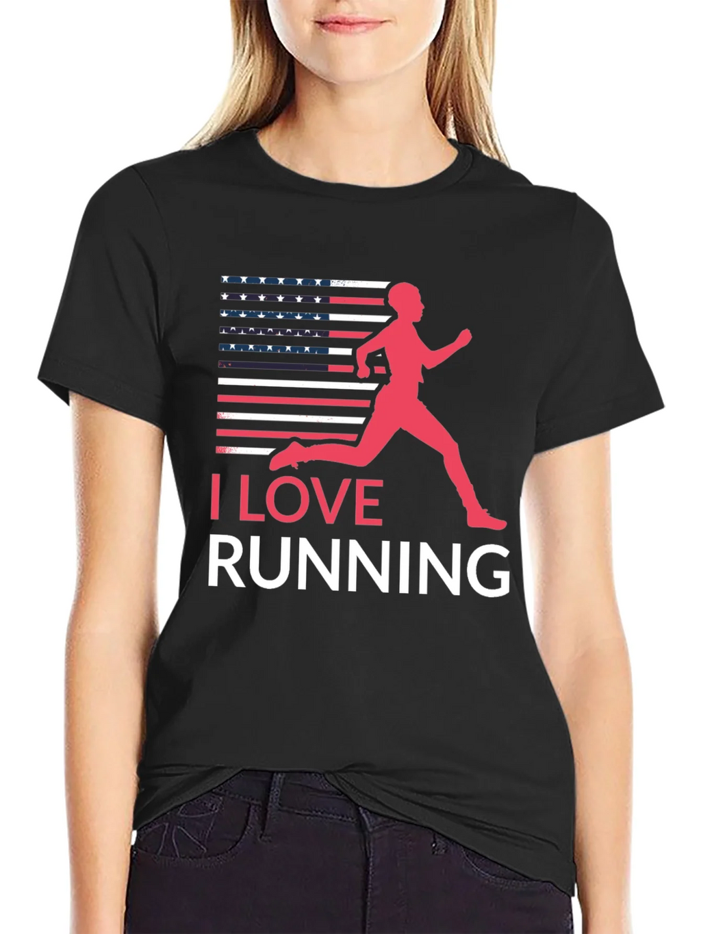 I Love Running USA Flag Graphic Tee