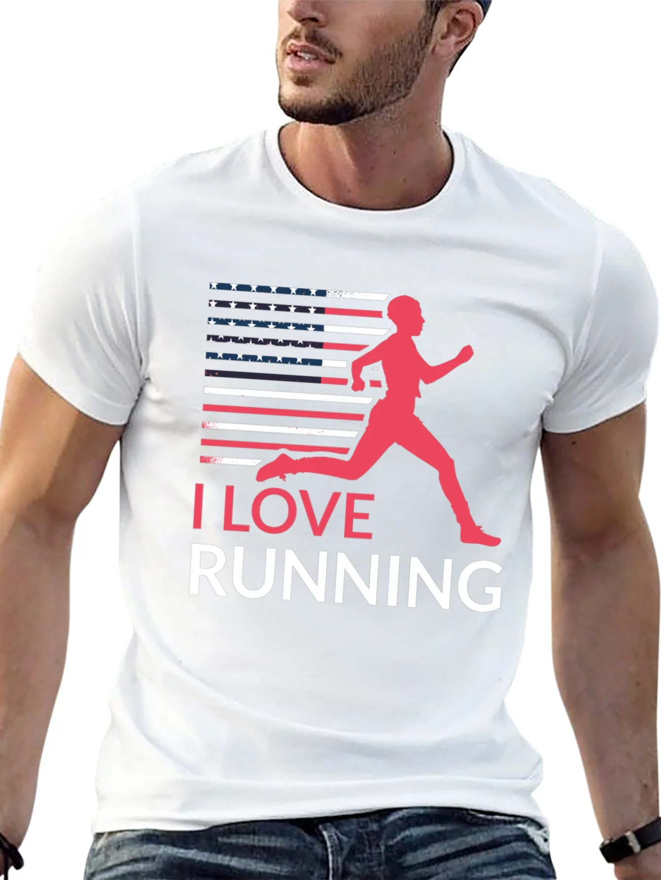 I Love Running USA Flag Graphic Tee