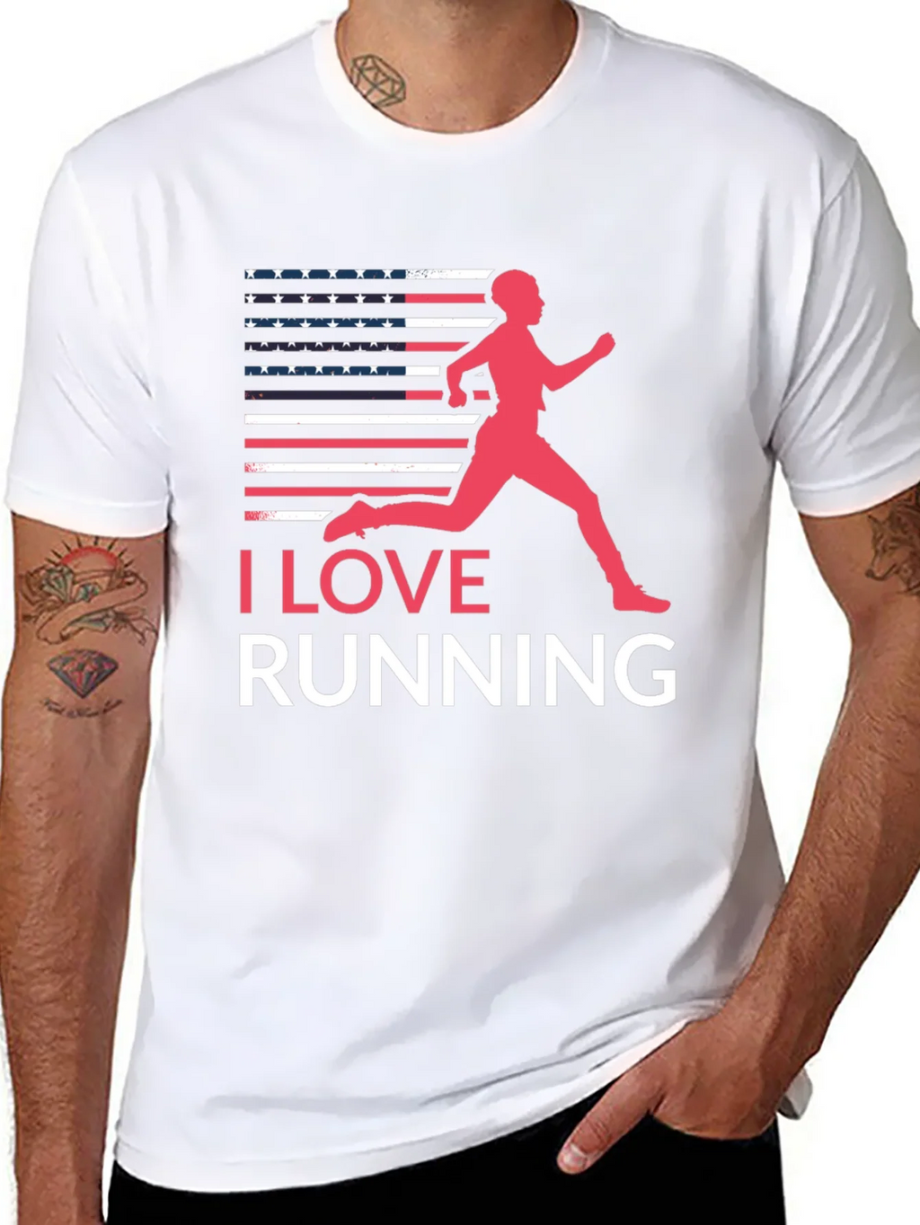 I Love Running USA Flag Graphic Tee