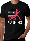 I Love Running USA Flag Graphic Tee