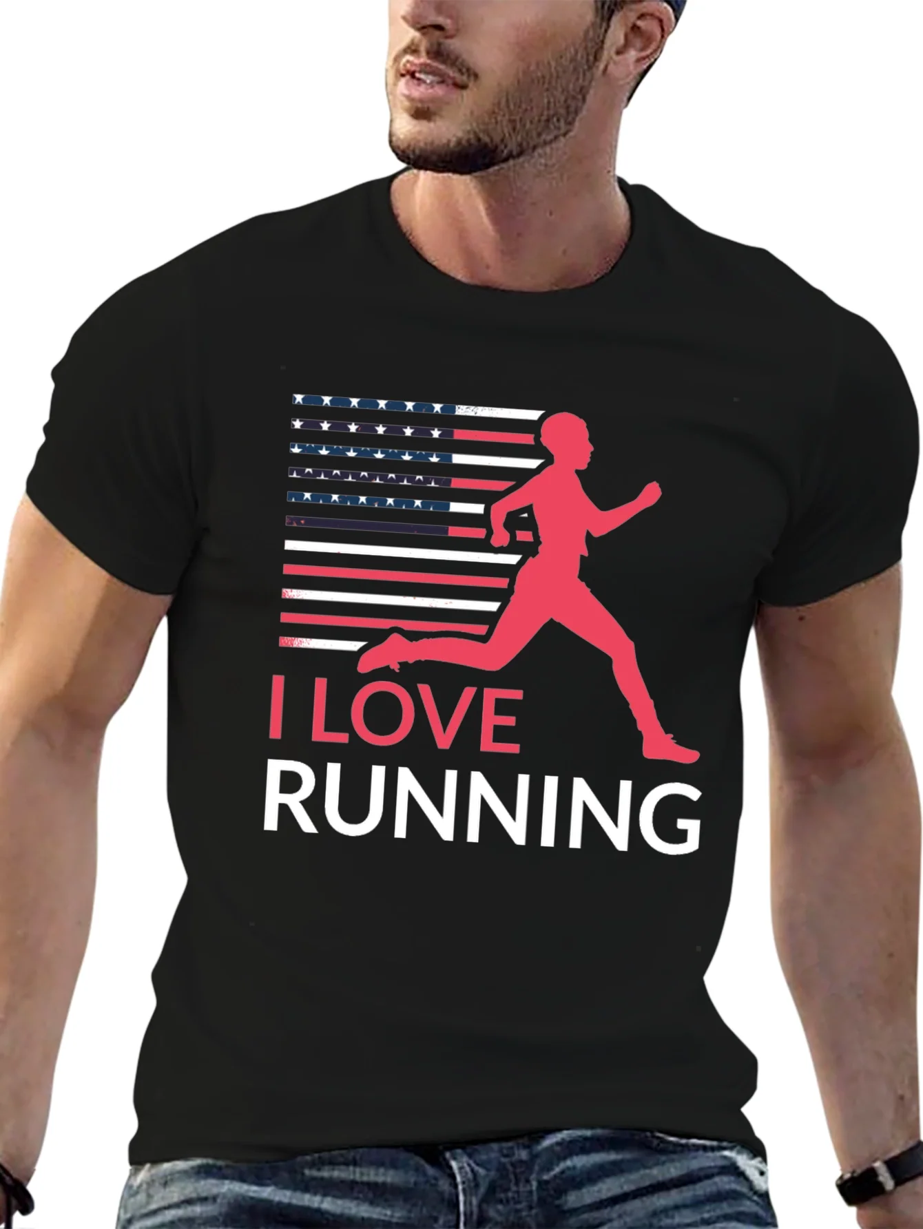 I Love Running USA Flag Graphic Tee