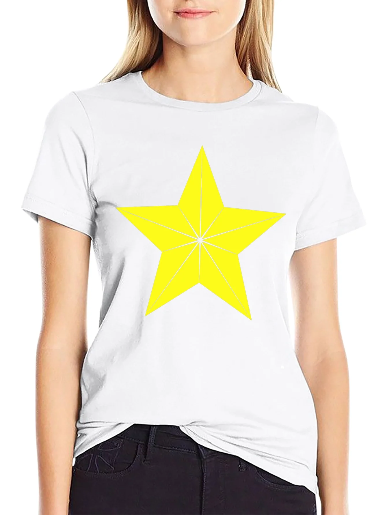 Star Graphic Tee - Bold Yellow Star Design