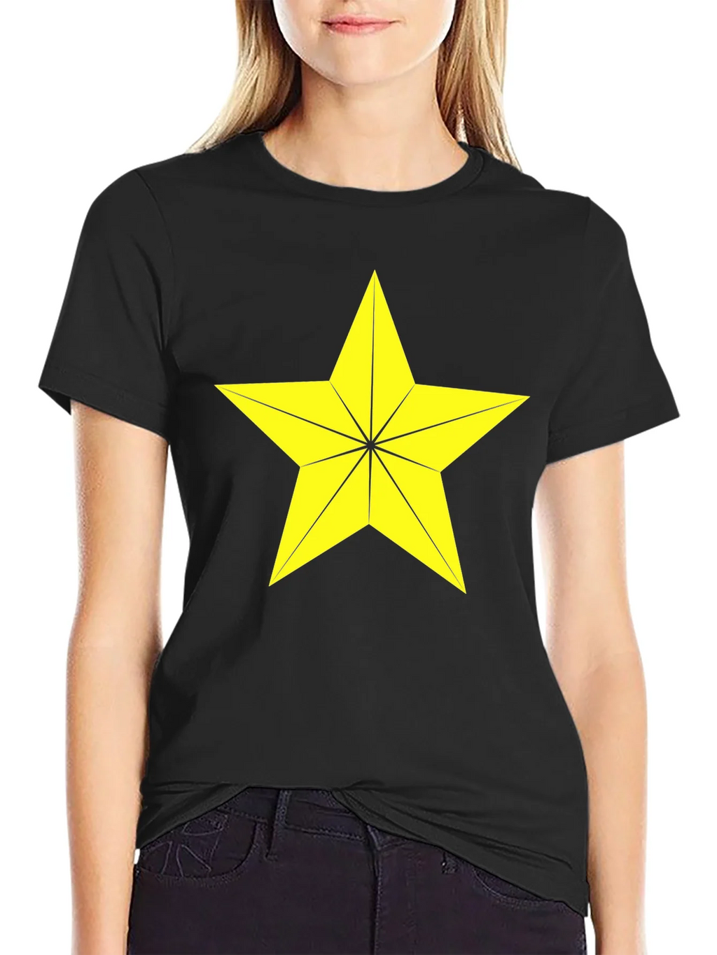Star Graphic Tee - Bold Yellow Star Design