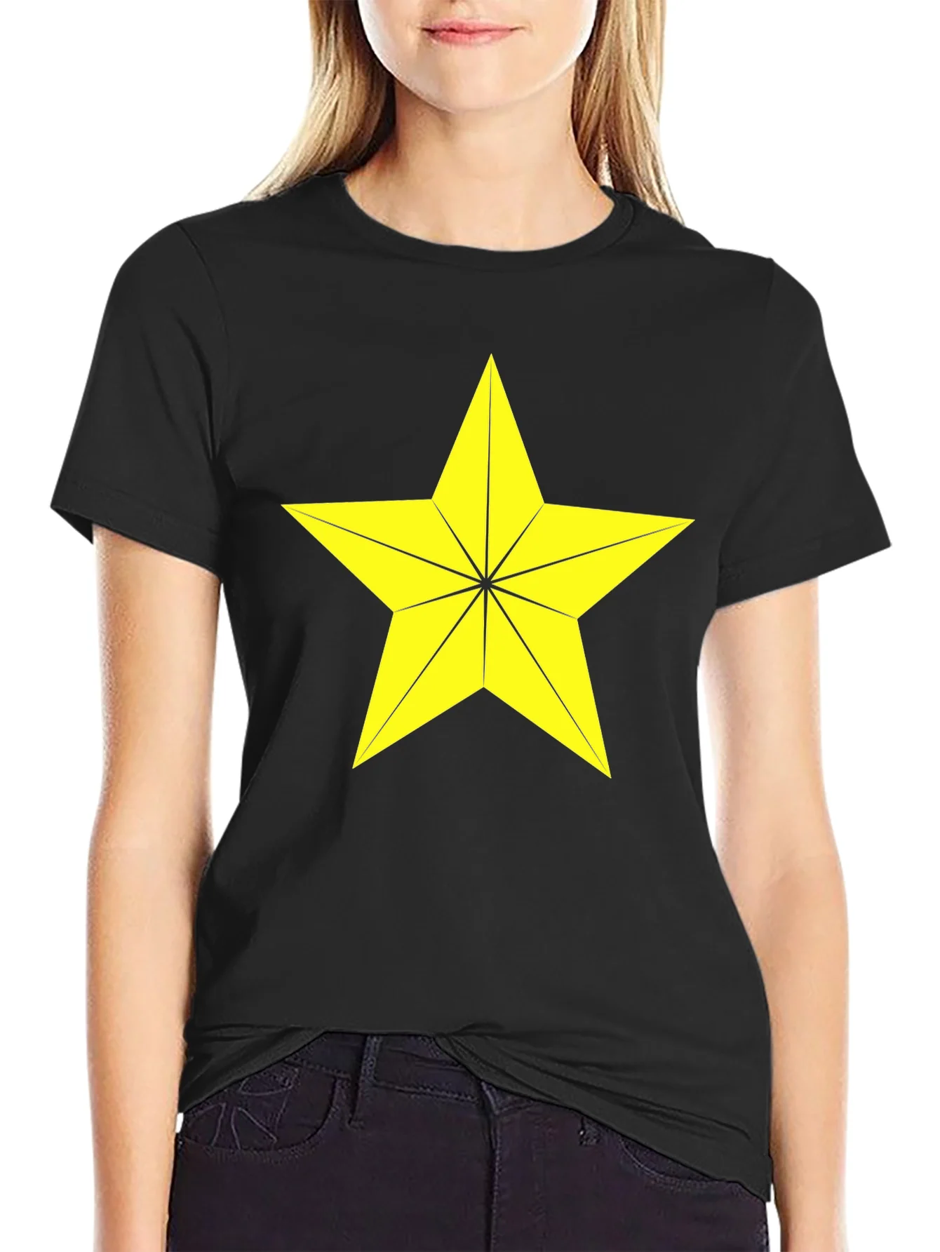 Star Graphic Tee - Bold Yellow Star Design