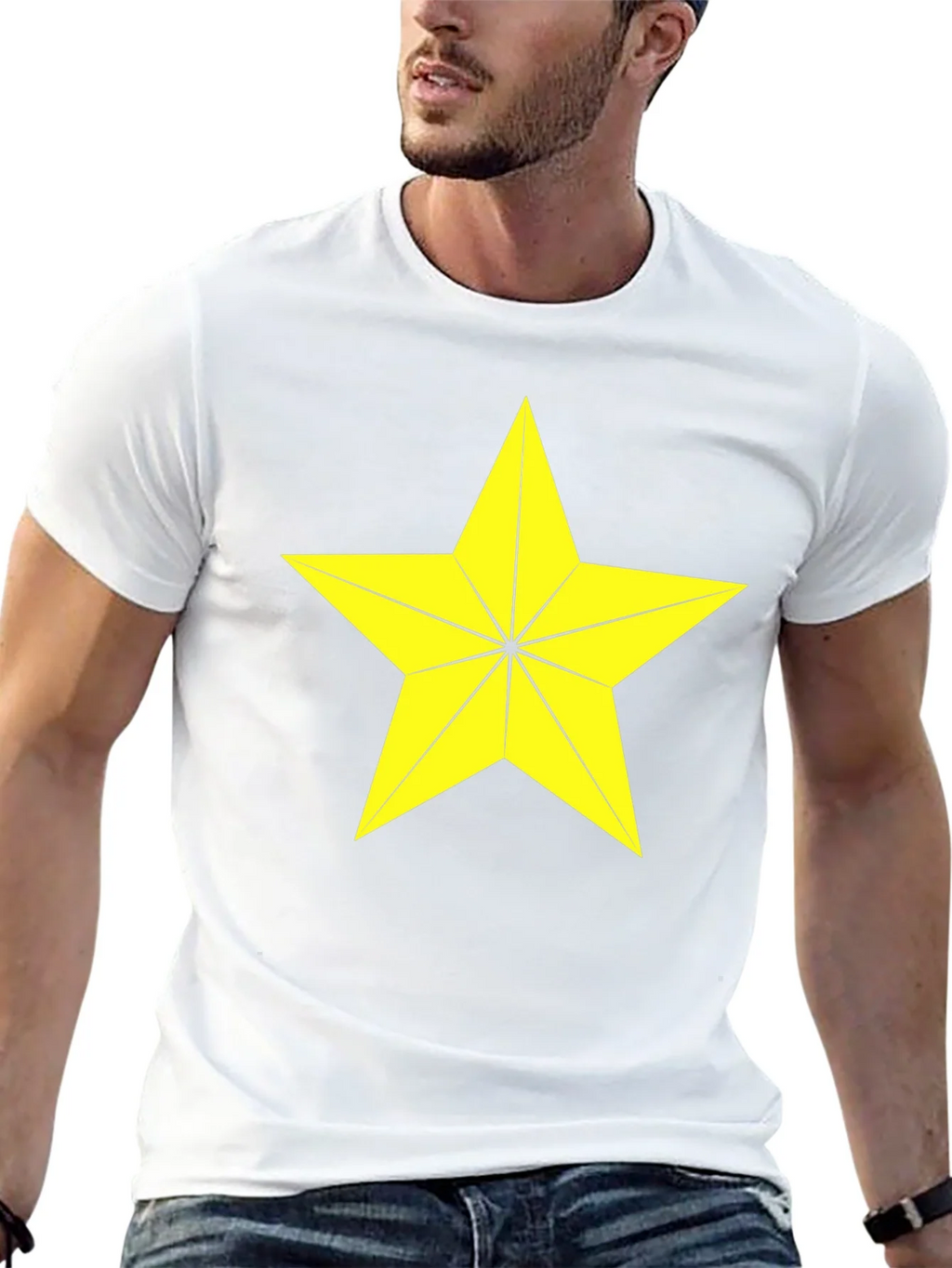 Star Graphic Tee - Bold Yellow Star Design