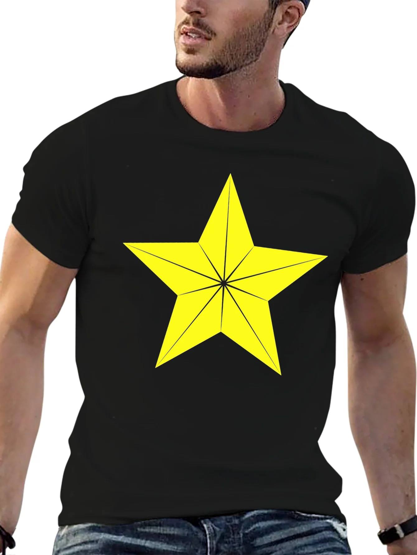 Star Graphic Tee - Bold Yellow Star Design