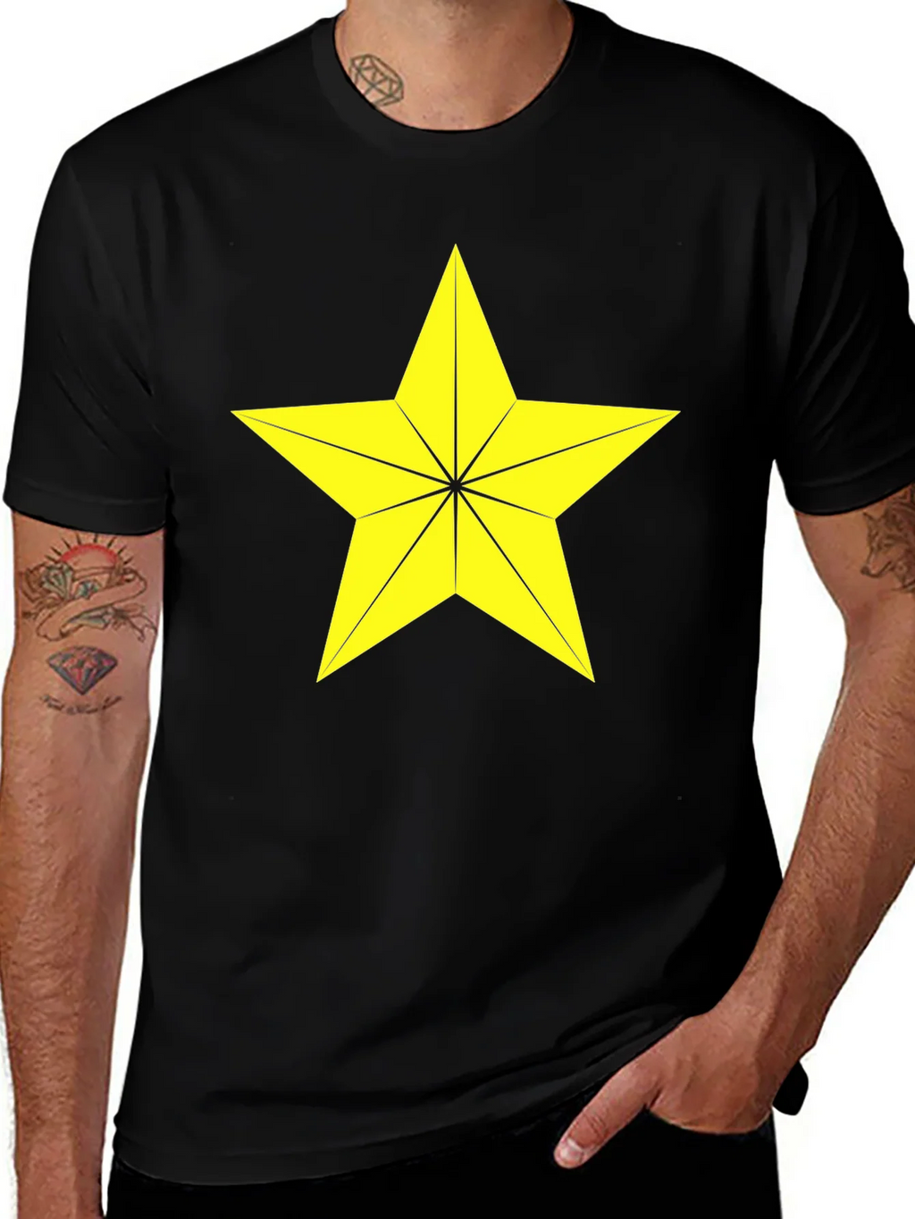 Star Graphic Tee - Bold Yellow Star Design