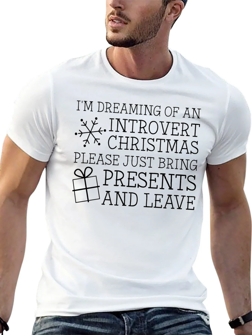 Introvert Christmas Black T-Shirt