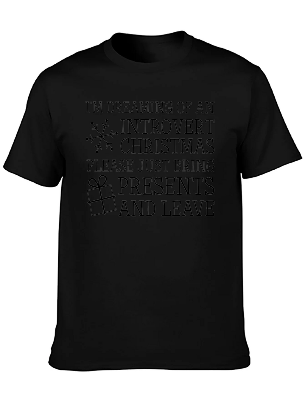 Introvert Christmas Black T-Shirt