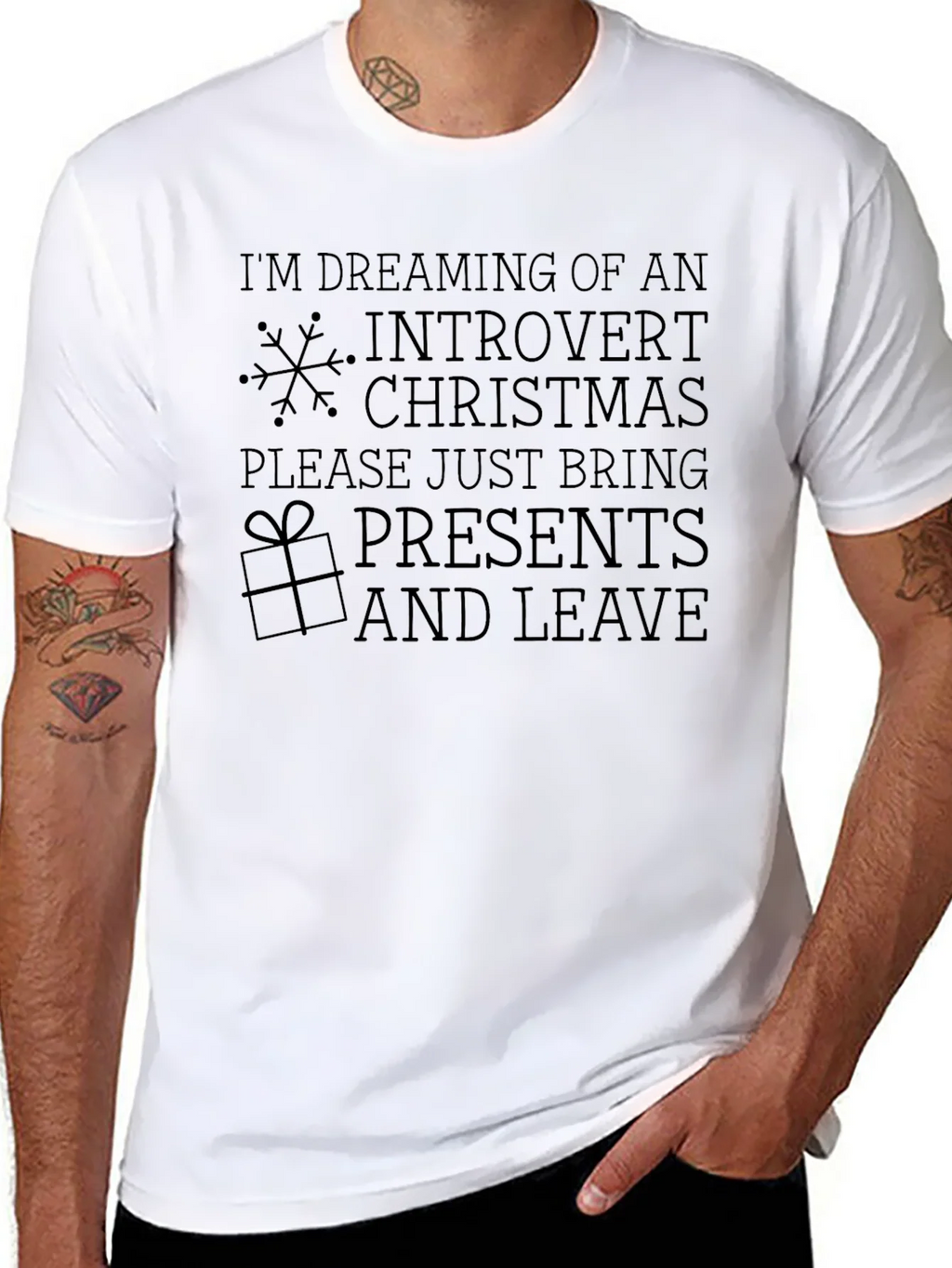 Introvert Christmas Black T-Shirt