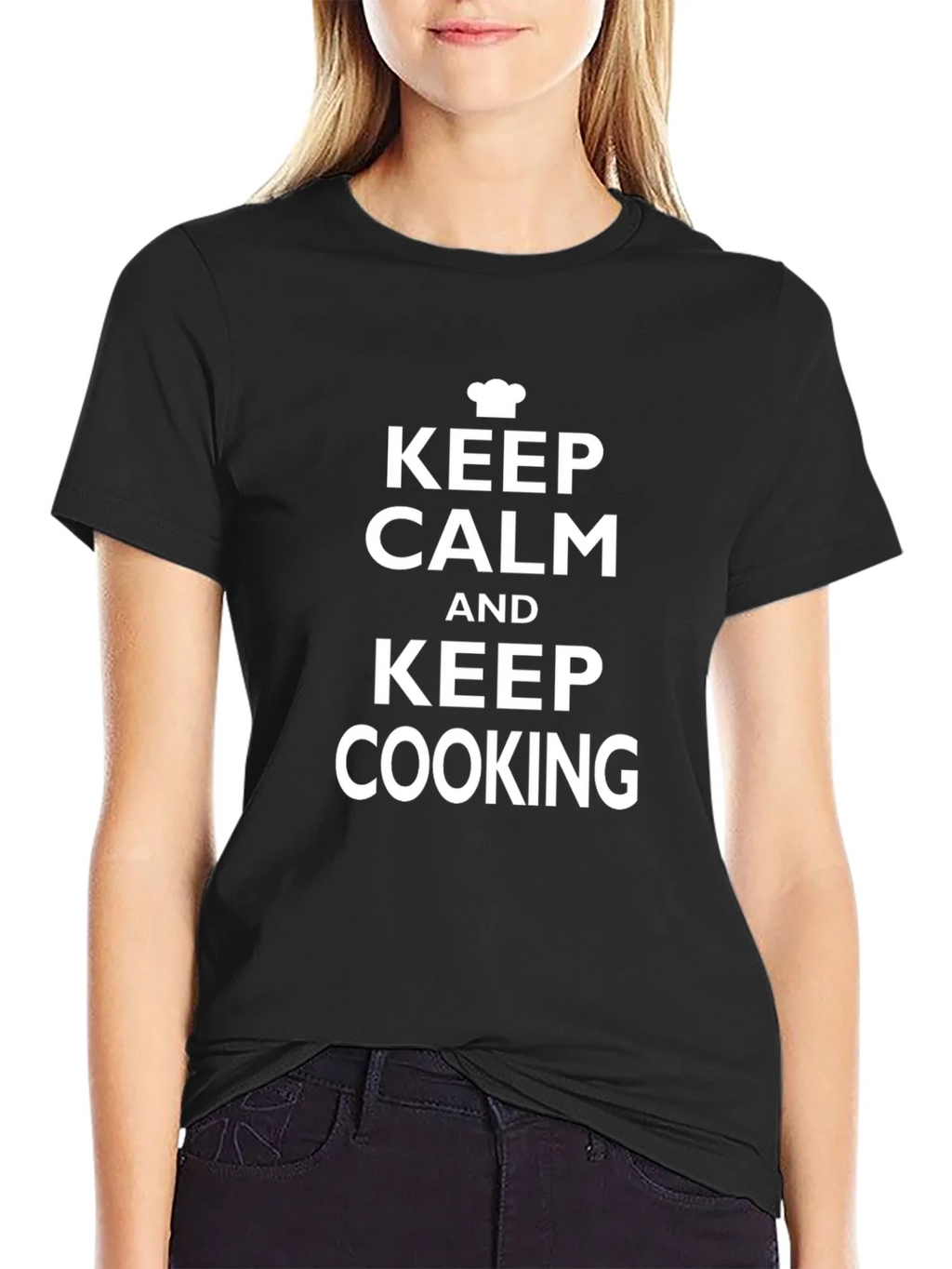 Keep Calm and Keep Cooking Black T-Shirt