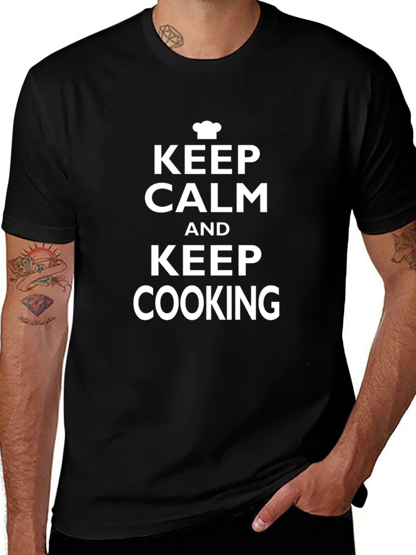 Keep Calm and Keep Cooking Black T-Shirt