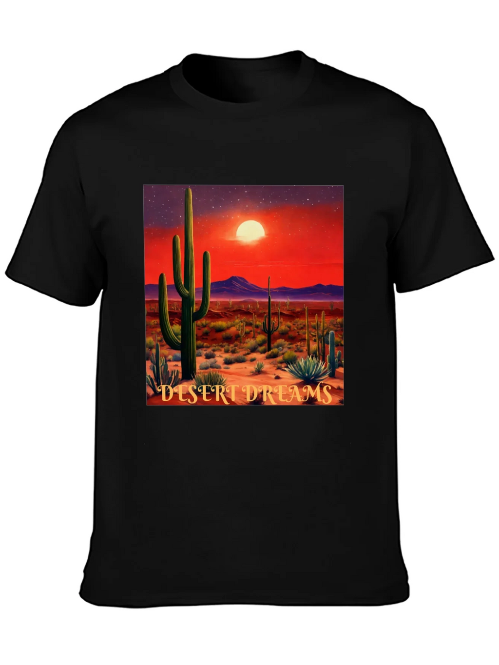 Desert Dreams Graphic T-Shirt - Black Cotton Tee