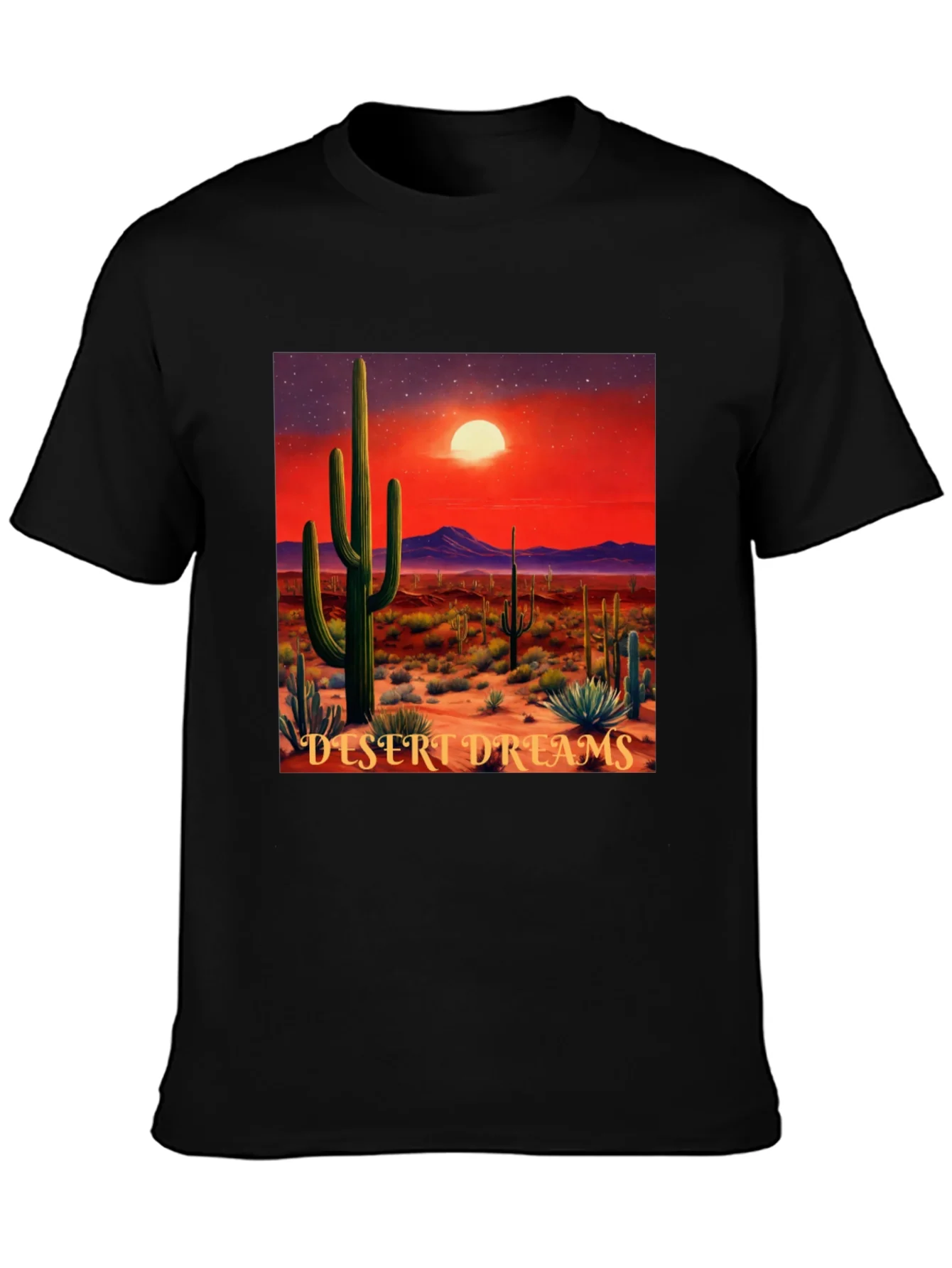 Desert Dreams Graphic T-Shirt - Black Cotton Tee