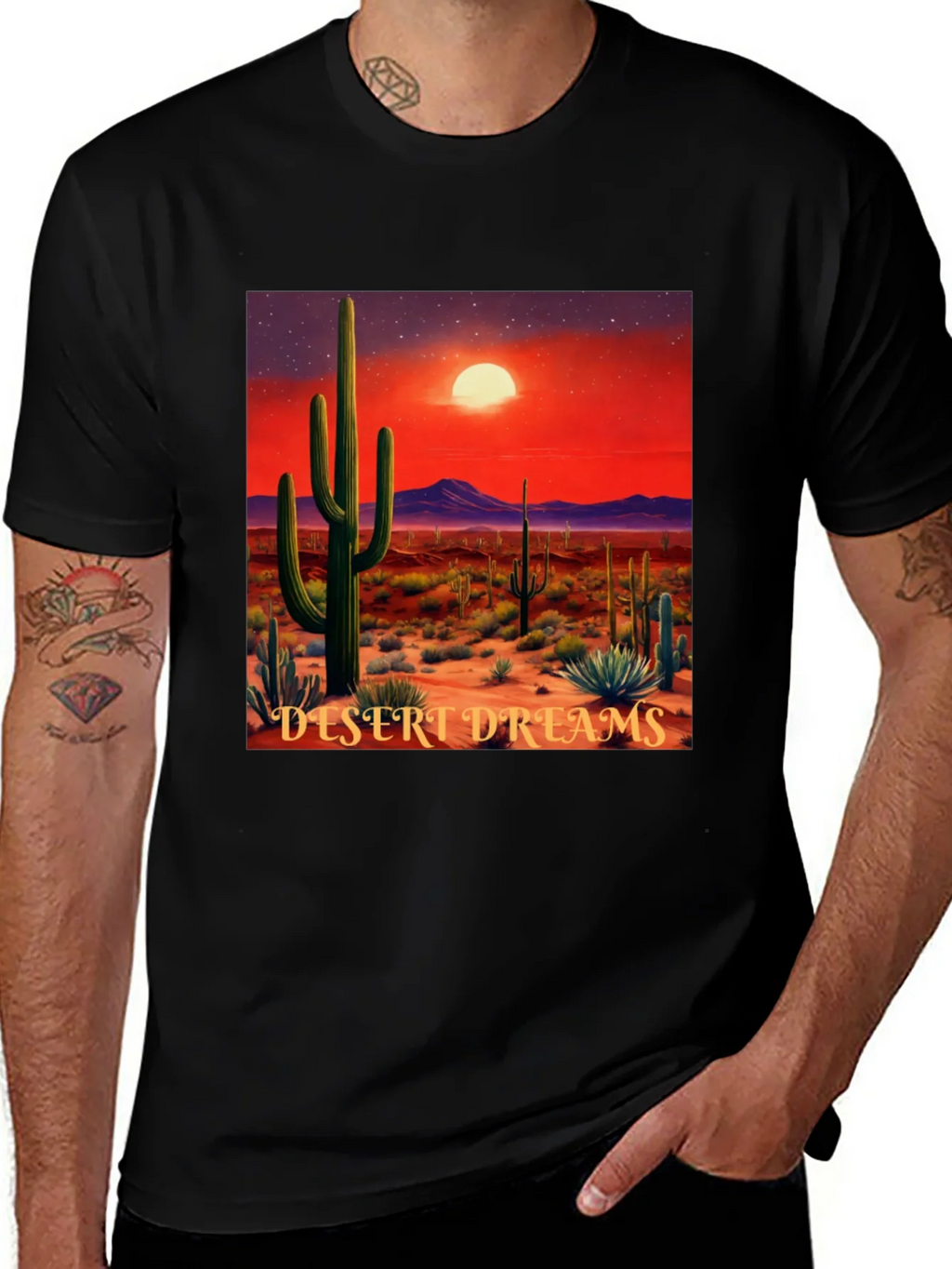 Desert Dreams Graphic T-Shirt - Black Cotton Tee