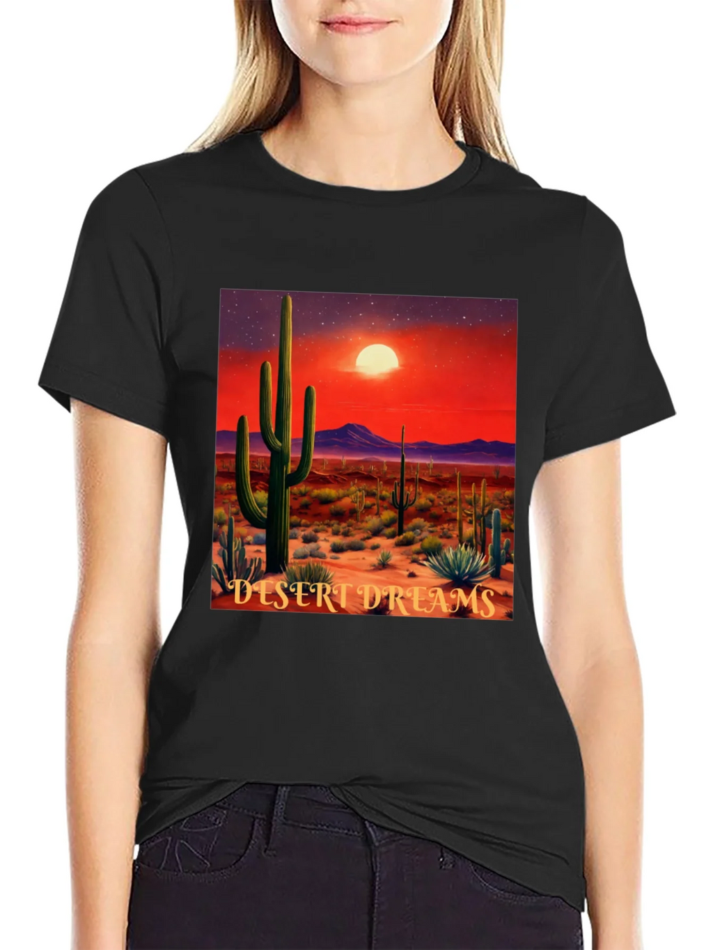 Desert Dreams Graphic T-Shirt - Black Cotton Tee