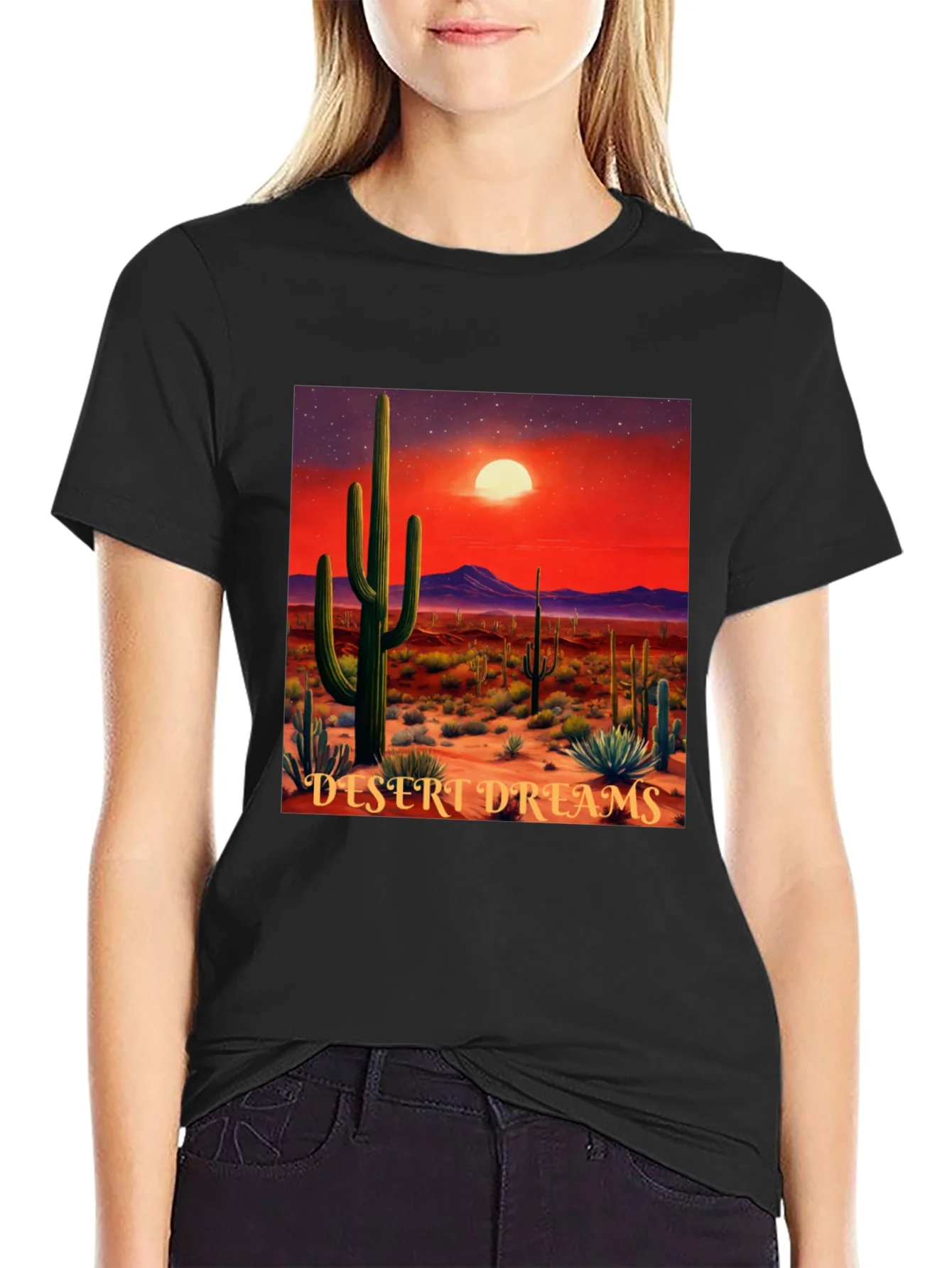 Desert Dreams Graphic T-Shirt - Black Cotton Tee