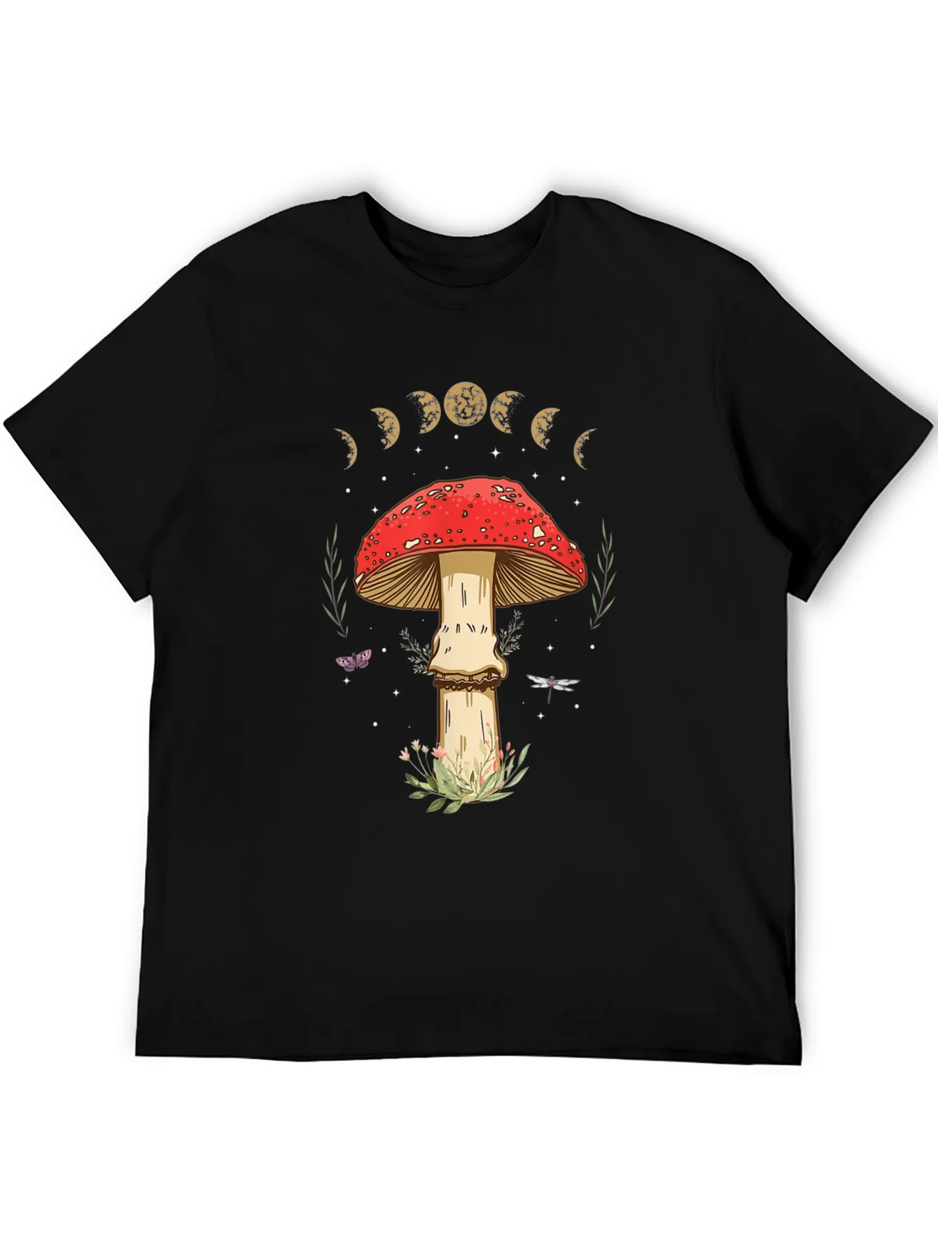 Mushroom Moon Phase Graphic Tee - Nature Lover Shirt