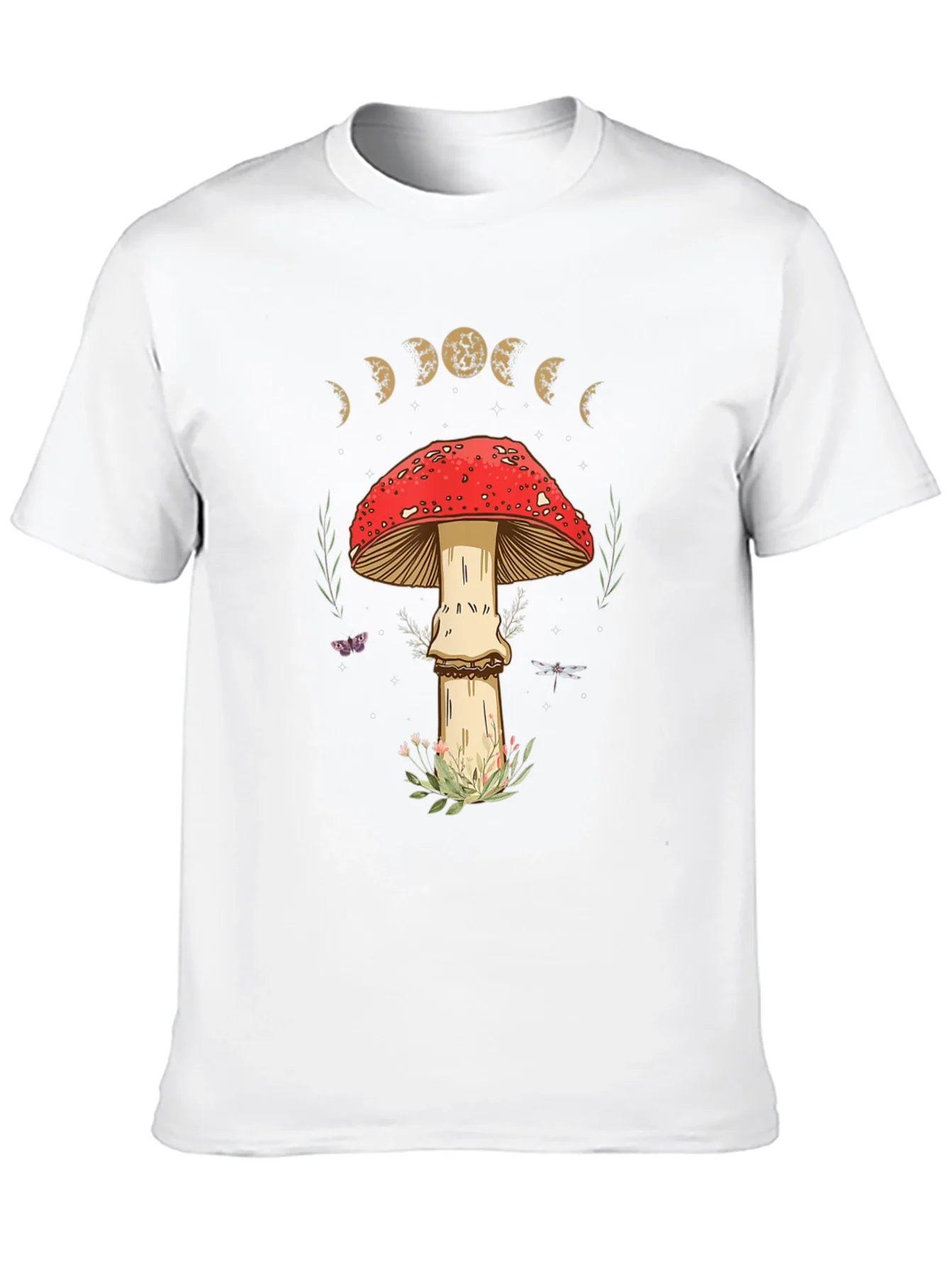 Mushroom Moon Phase Graphic Tee - Nature Lover Shirt