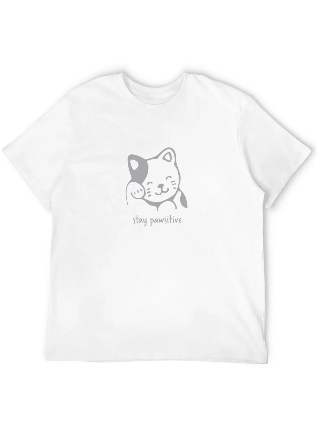 Stay Pawsitive Cat Graphic Tee - Black