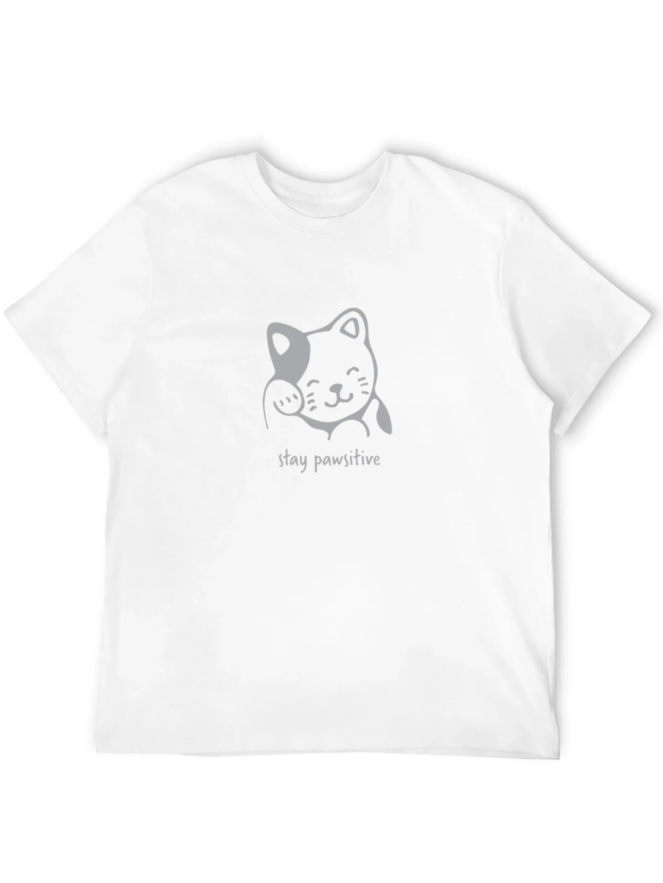 Stay Pawsitive Cat Graphic Tee - Black