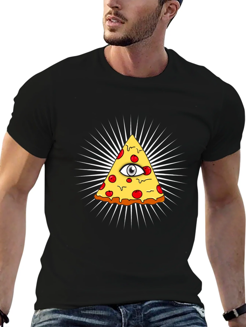 Pizza Illuminati T-Shirt - All Seeing Eye Slice Tee