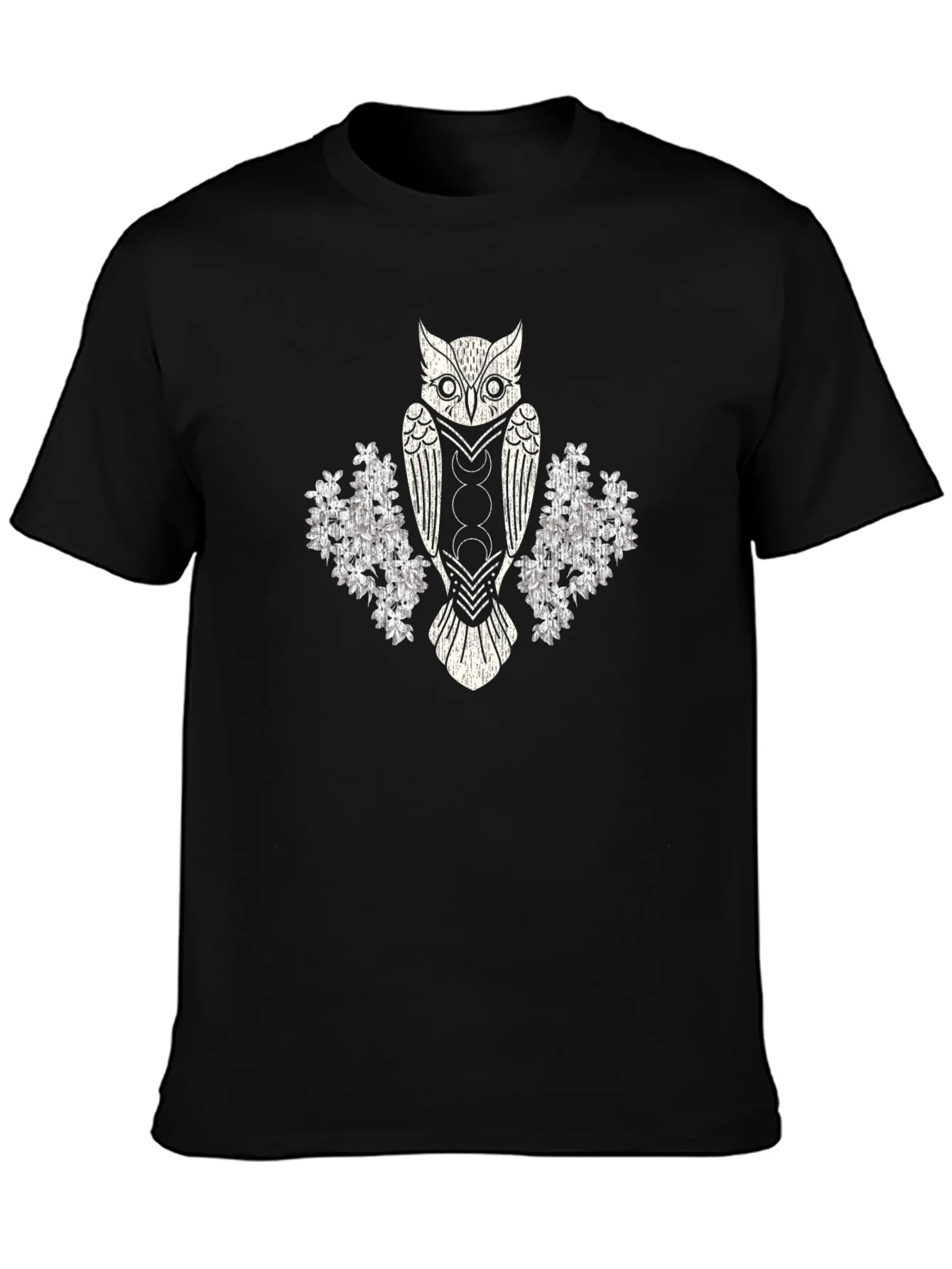 Mystic Owl Graphic Tee - Black Cotton Blend T-Shirt