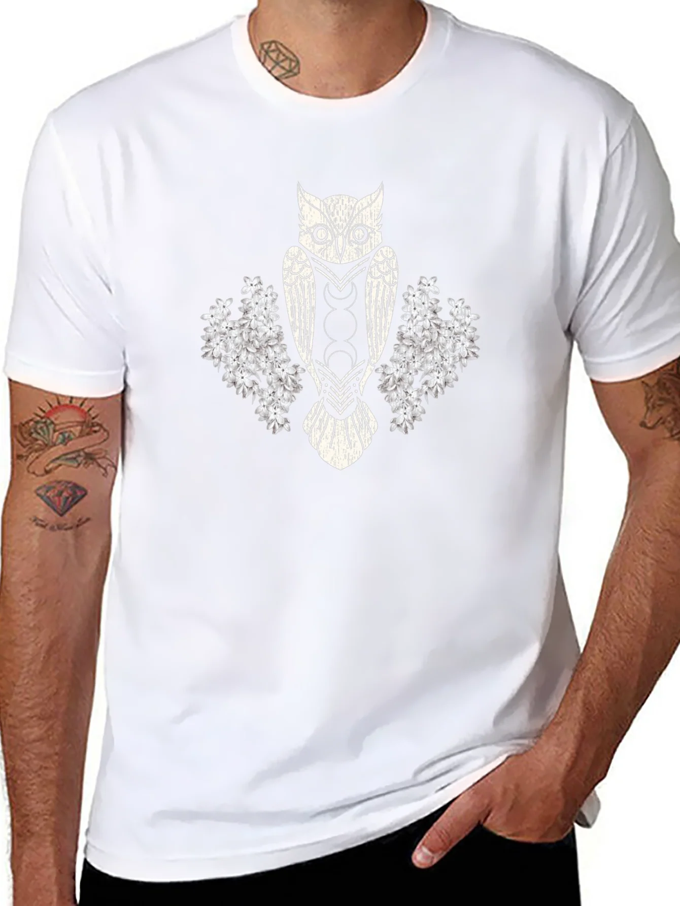 Mystic Owl Graphic Tee - Black Cotton Blend T-Shirt