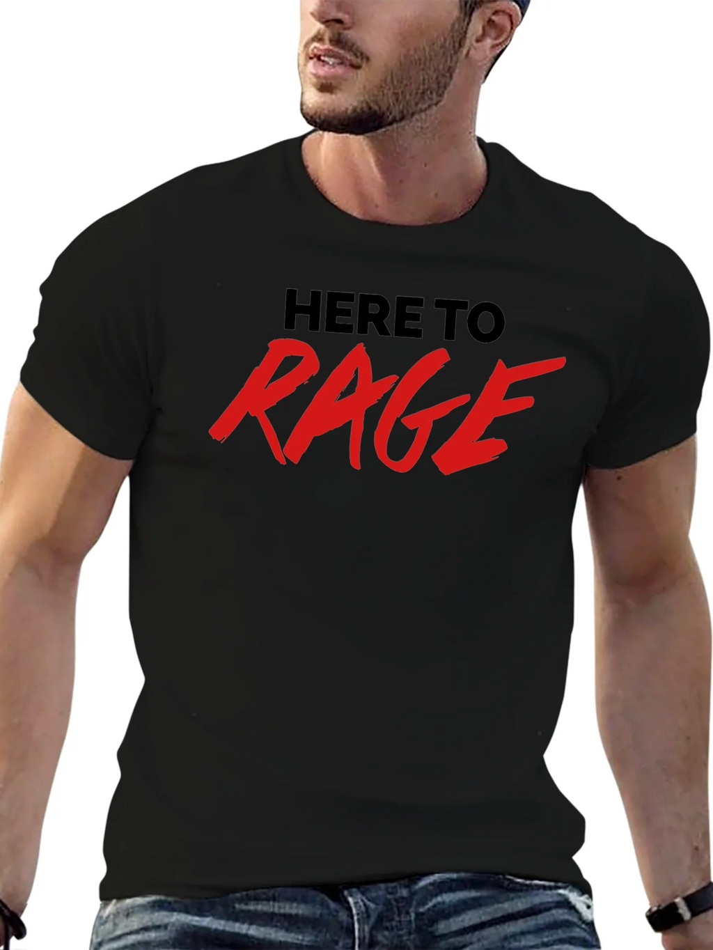 Here To Rage Black Graphic T-Shirt