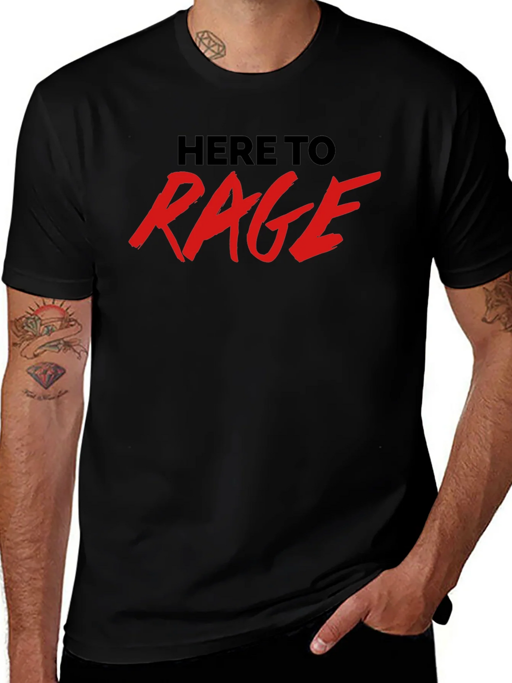 Here To Rage Black Graphic T-Shirt